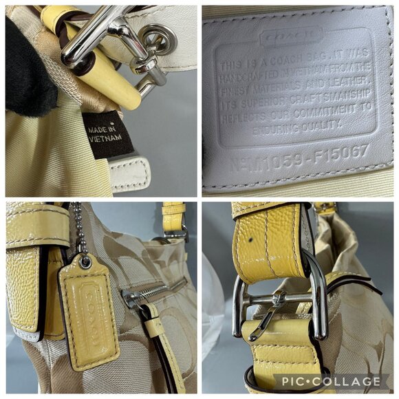 Coach F15067 Soho Signature Duffle Shoulder Bag Tan/ Gold - Picture 7 of 13